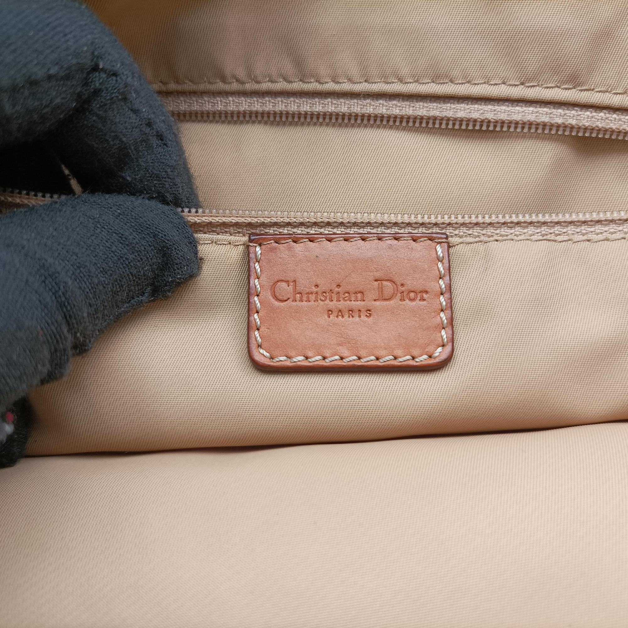 Pre-owned Christian Dior Street Chic Beige×Camel canvasxleather  shoulderbag | stylenewstar