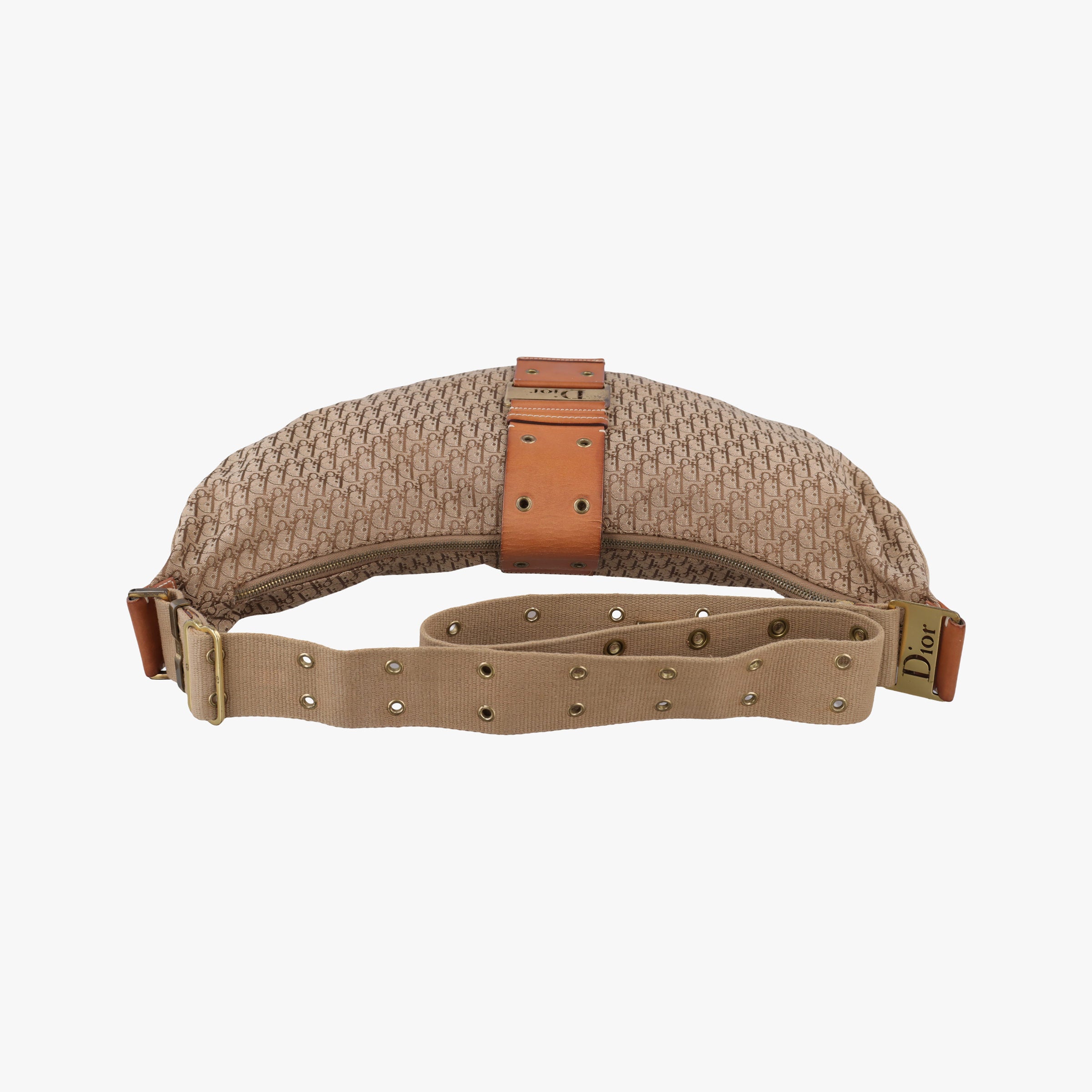 Pre-owned Christian Dior Street Chic Beige×Camel canvasxleather  shoulderbag | stylenewstar