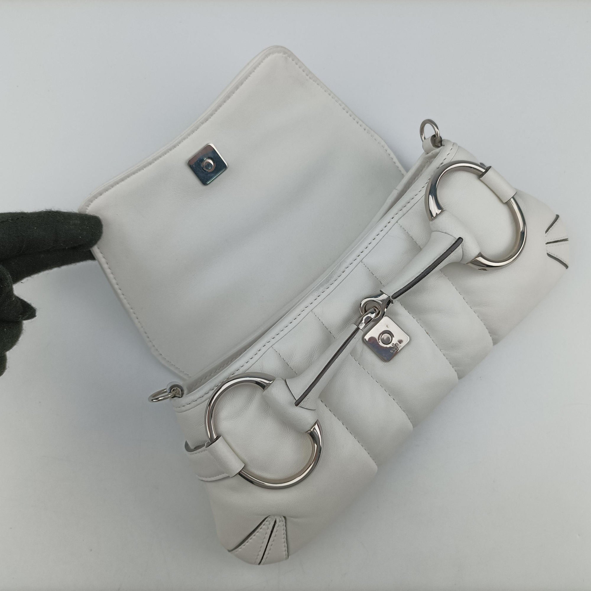 Vintage Gucci Horsebit White Leather 764339 shoulderbag | stylenewstar