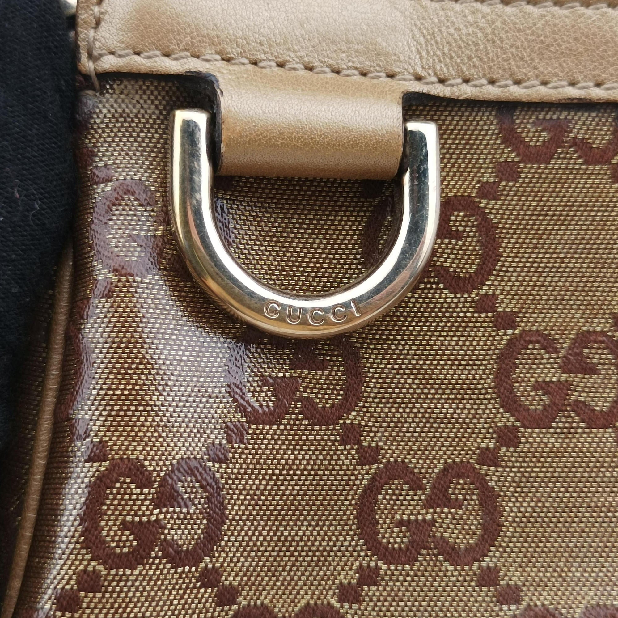 Pre-owned Gucci Abbey Brown PVC coated canvas 145750 handbag | stylenewstar