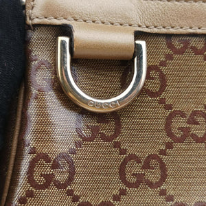 Pre-owned Gucci Abbey Brown PVC coated canvas 145750 handbag | stylenewstar