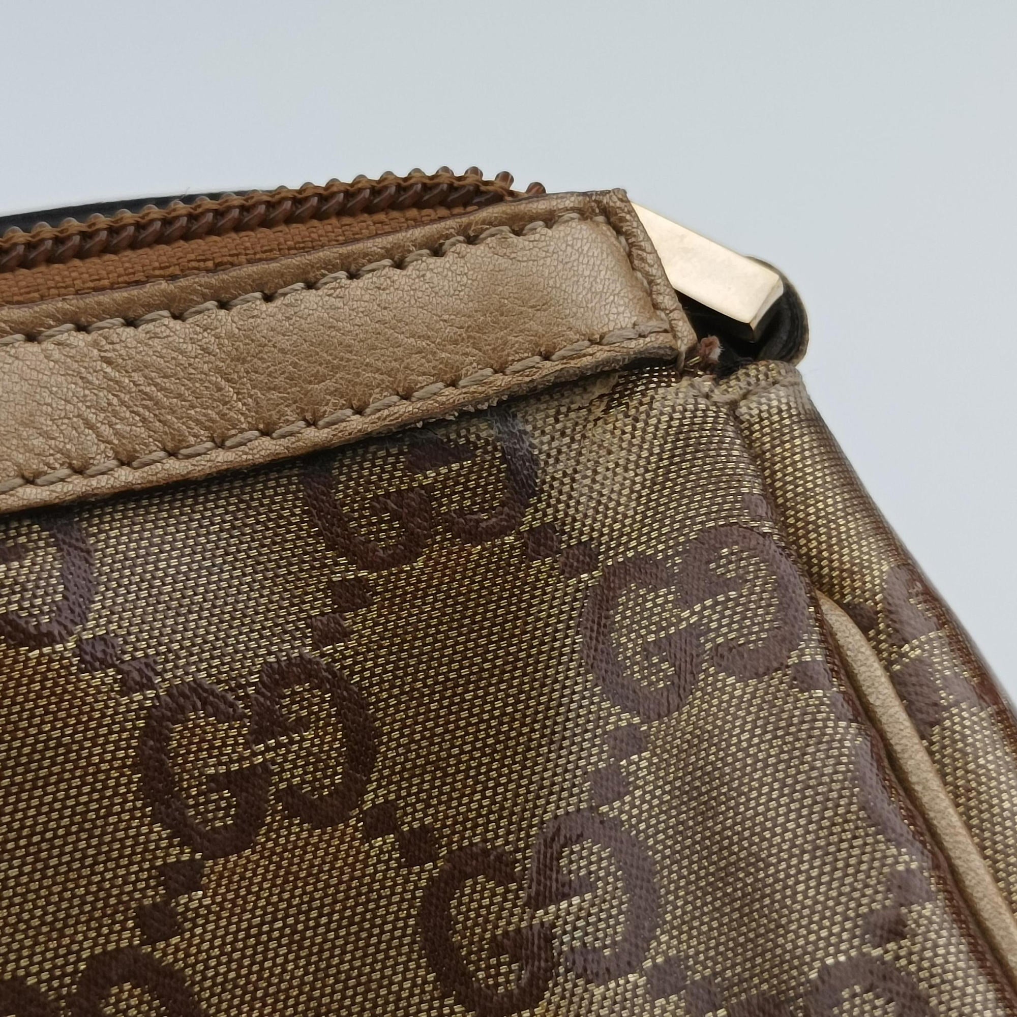 Pre-owned Gucci Abbey Brown PVC coated canvas 145750 handbag | stylenewstar