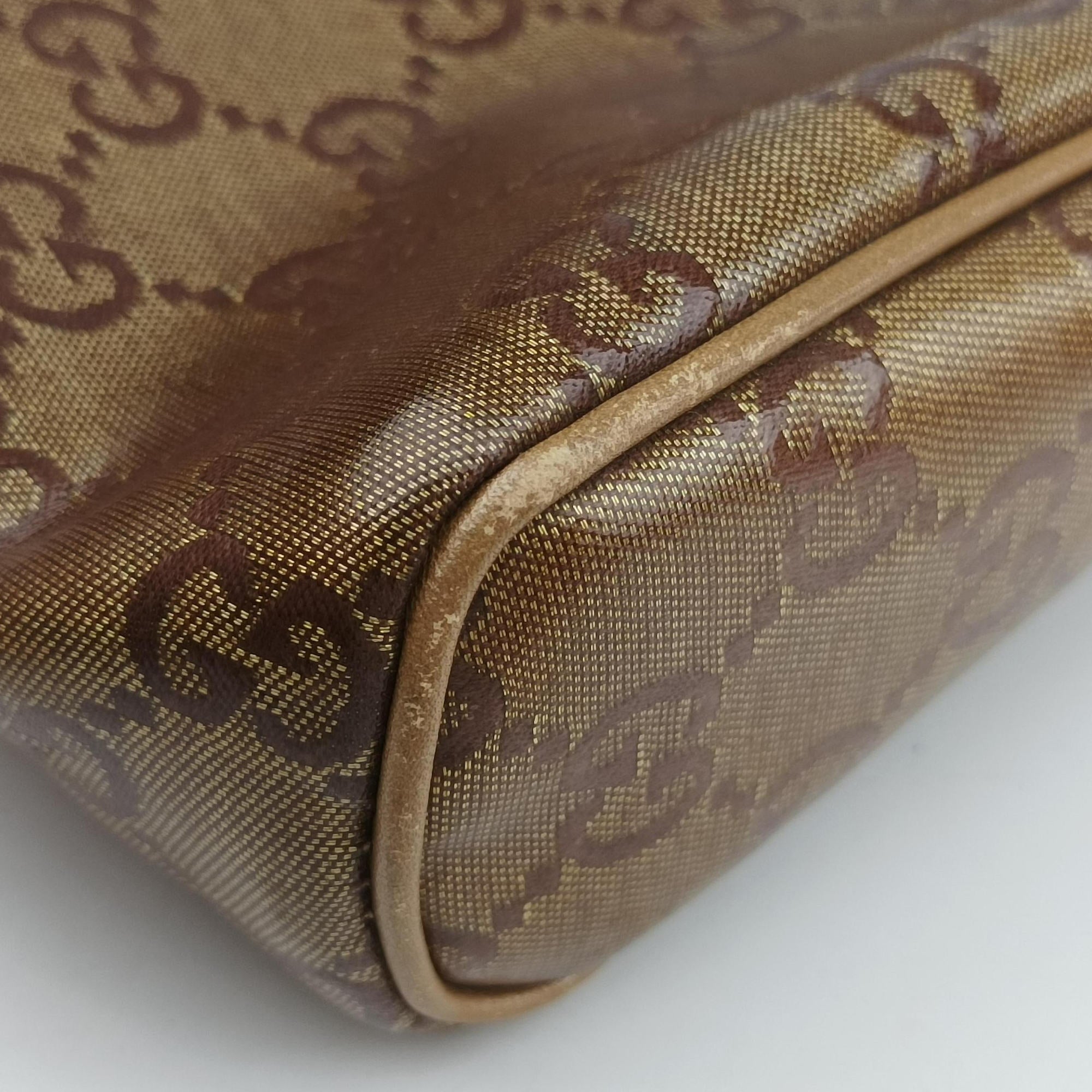 Pre-owned Gucci Abbey Brown PVC coated canvas 145750 handbag | stylenewstar