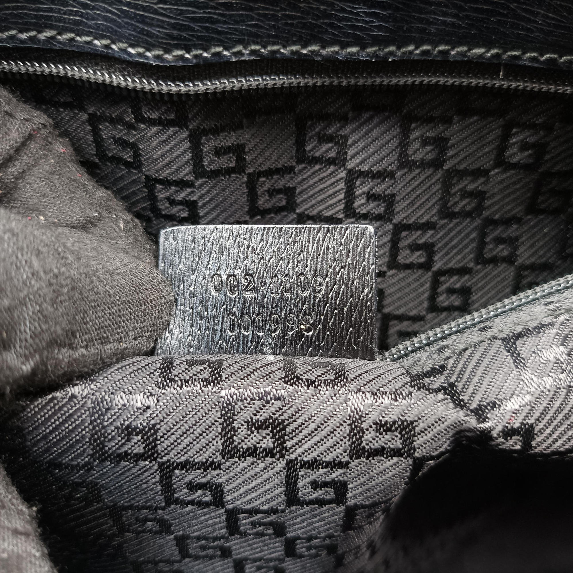 Pre-owned Gucci G logo tote Gray×Navy Leather×Canvas 002.11 shoulderbag | stylenewstar