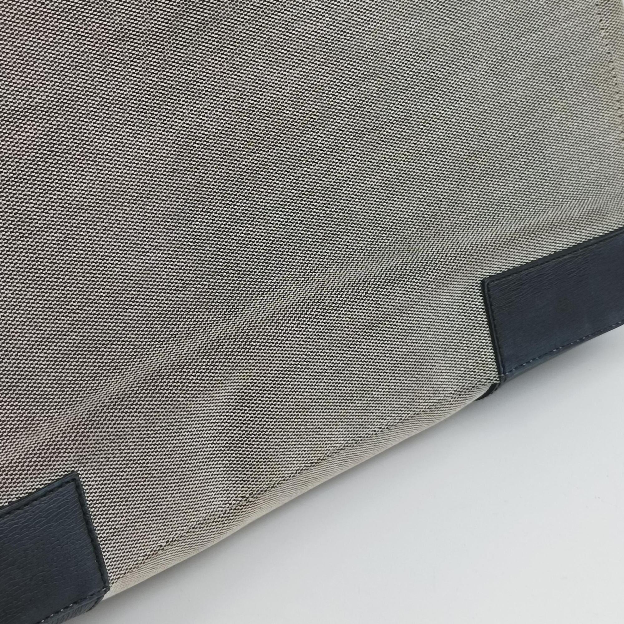 Pre-owned Gucci G logo tote Gray×Navy Leather×Canvas 002.11 shoulderbag | stylenewstar