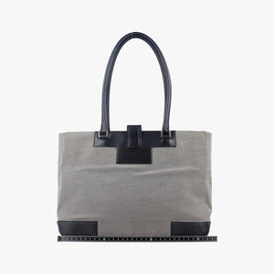 Pre-owned Gucci G logo tote Gray×Navy Leather×Canvas 002.11 shoulderbag | stylenewstar