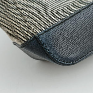 Pre-owned Gucci G logo tote Gray×Navy Leather×Canvas 002.11 shoulderbag | stylenewstar