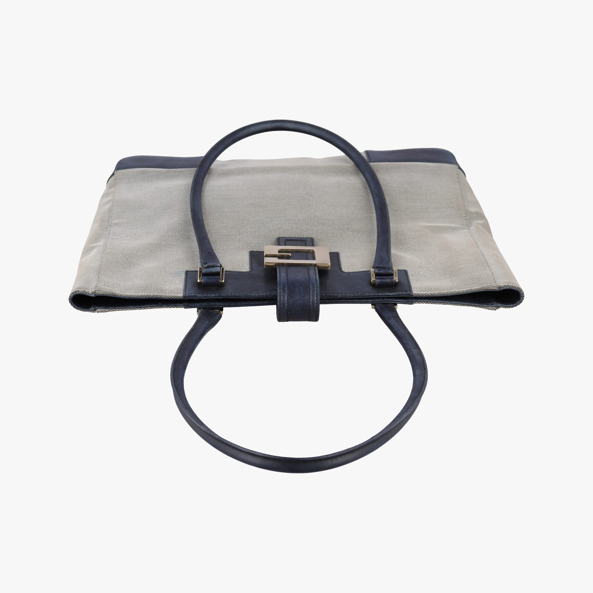 Pre-owned Gucci G logo tote Gray×Navy Leather×Canvas 002.11 shoulderbag | stylenewstar