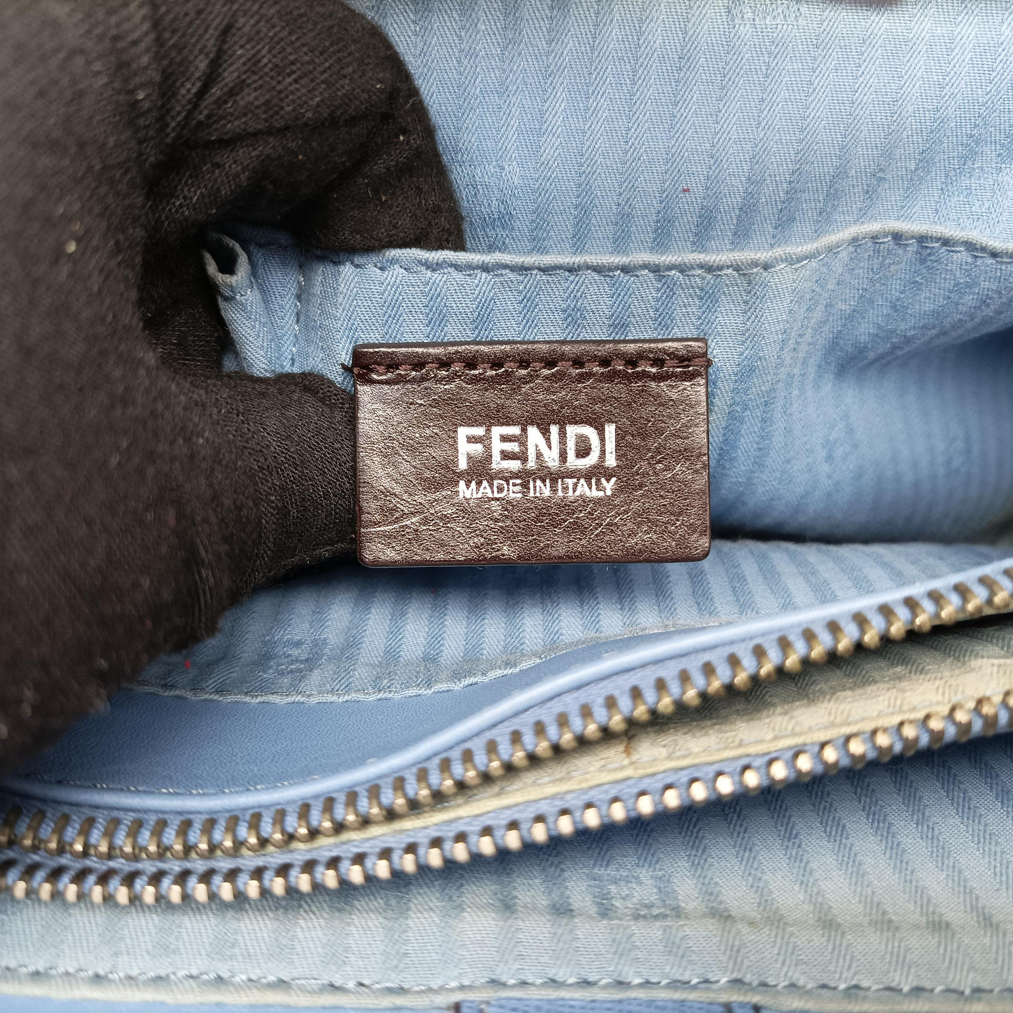 Pre-owned Fendi 2 JOURS Blue Leather 8BH250 shoulderbag | stylenewstar