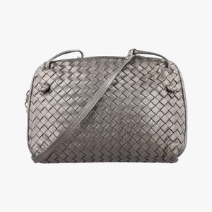 Pre-owned Bottega Veneta NODINI Intrecciato Silver Gray lambskin  shoulderbag | stylenewstar