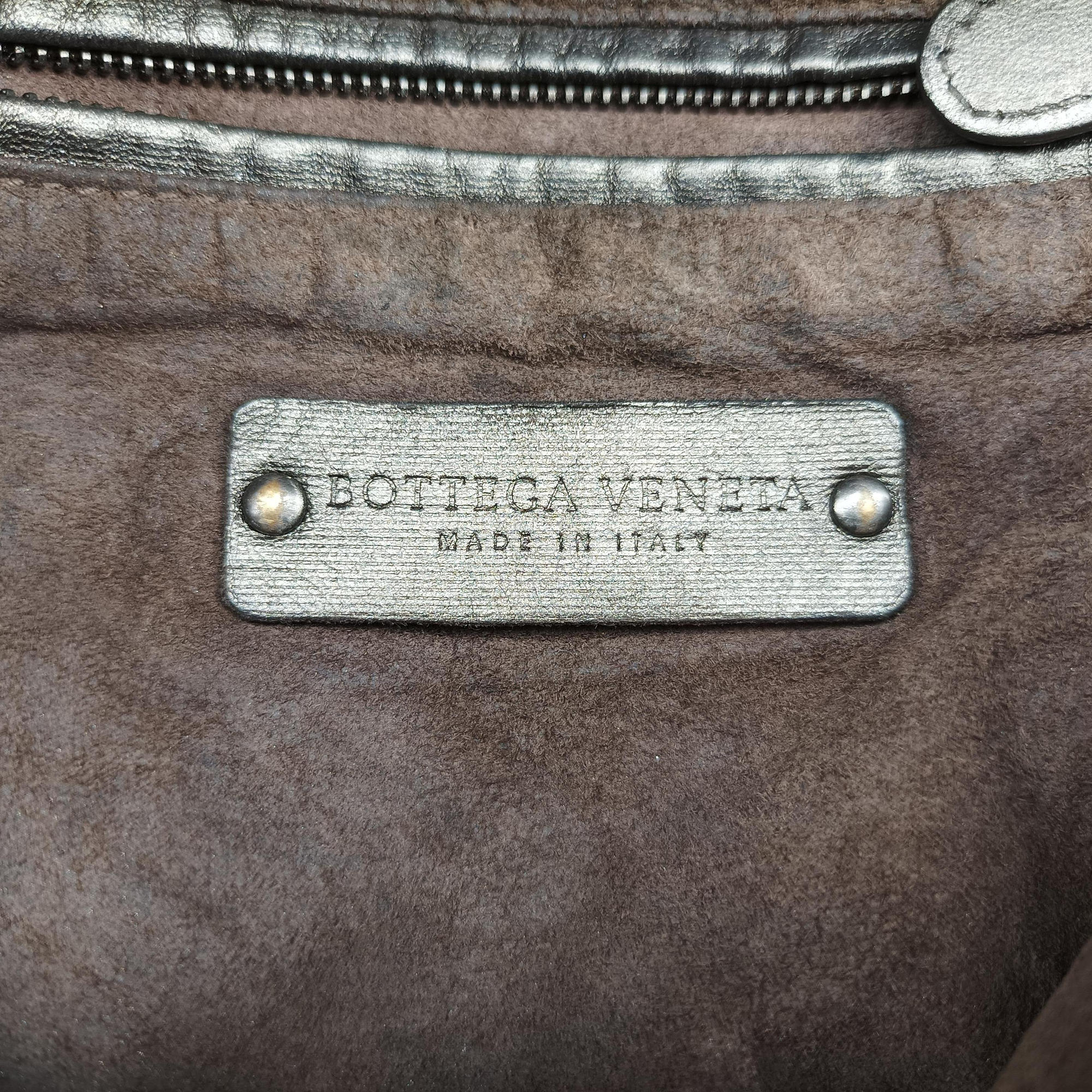 Pre-owned Bottega Veneta NODINI Intrecciato Silver Gray lambskin  shoulderbag | stylenewstar