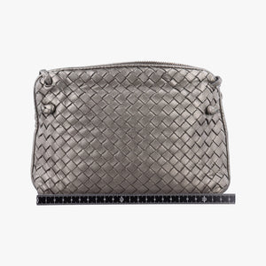Pre-owned Bottega Veneta NODINI Intrecciato Silver Gray lambskin  shoulderbag | stylenewstar
