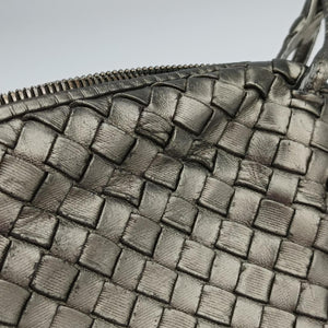 Pre-owned Bottega Veneta NODINI Intrecciato Silver Gray lambskin  shoulderbag | stylenewstar