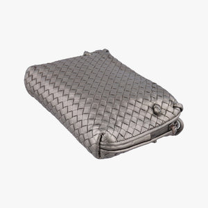 Pre-owned Bottega Veneta NODINI Intrecciato Silver Gray lambskin  shoulderbag | stylenewstar