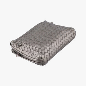 Pre-owned Bottega Veneta NODINI Intrecciato Silver Gray lambskin  shoulderbag | stylenewstar