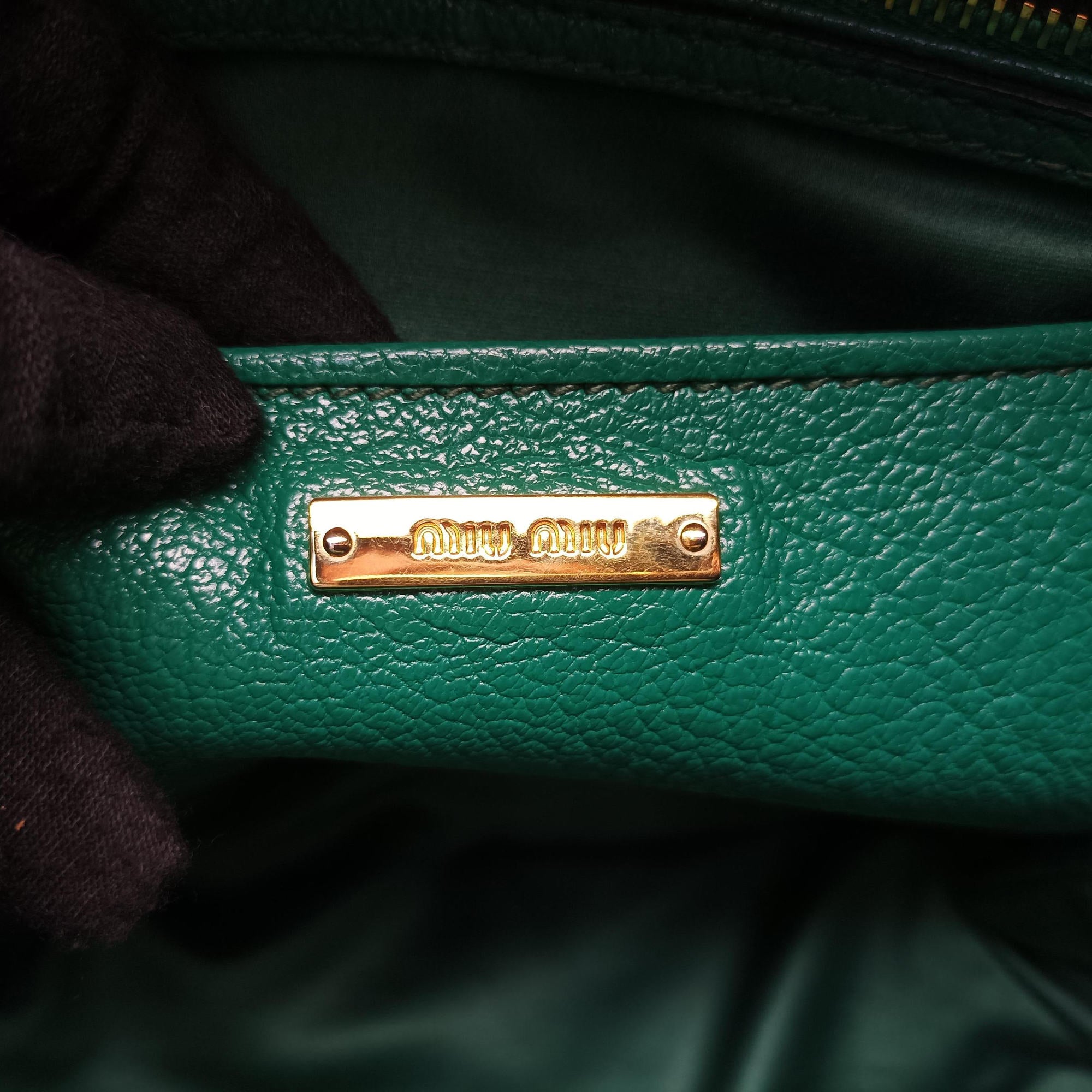 Vintage Miu Miu Vitello Caribu Green Leather RN0620 handbag | stylenewstar