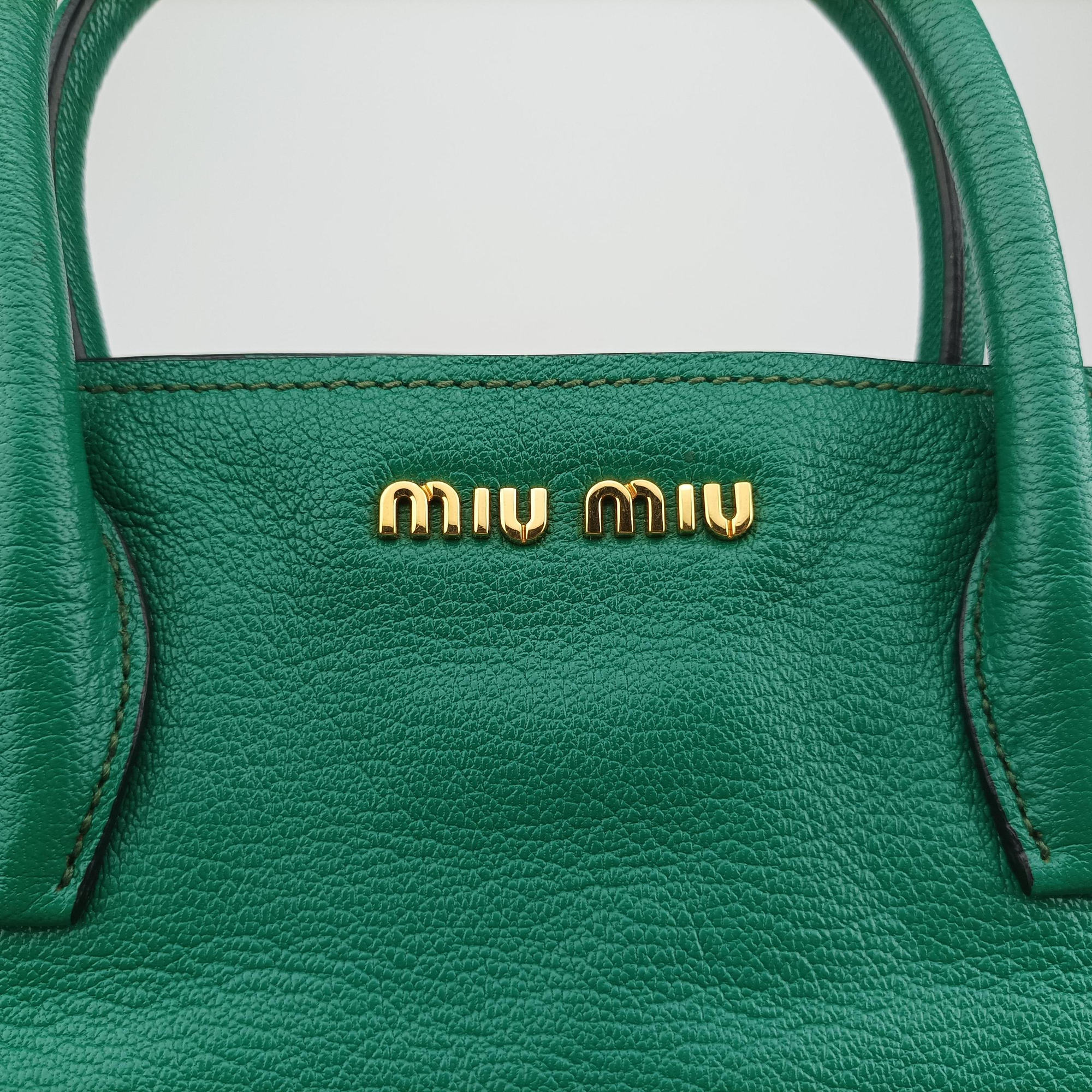 Vintage Miu Miu Vitello Caribu Green Leather RN0620 handbag | stylenewstar