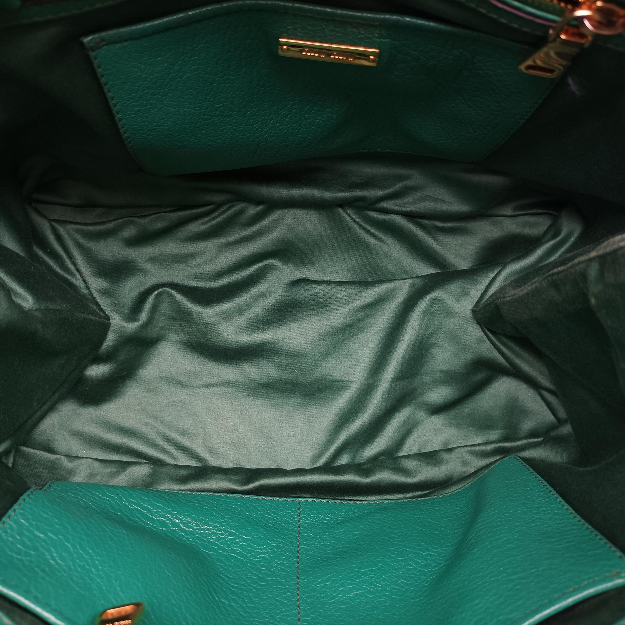 Vintage Miu Miu Vitello Caribu Green Leather RN0620 handbag | stylenewstar