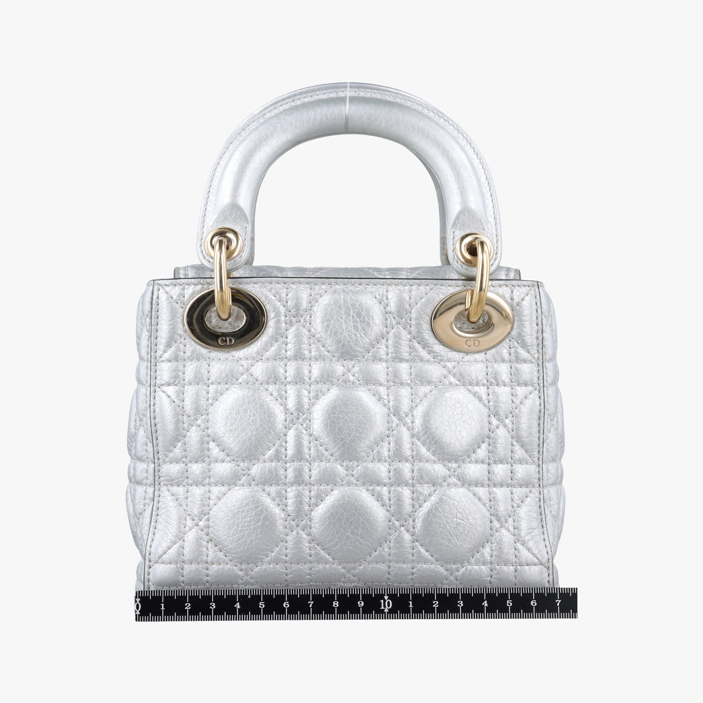 Pre-owned Christian Dior Lady Dior Silver lambskin  shoulderbag | stylenewstar