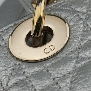 Pre-owned Christian Dior Lady Dior Silver lambskin  shoulderbag | stylenewstar