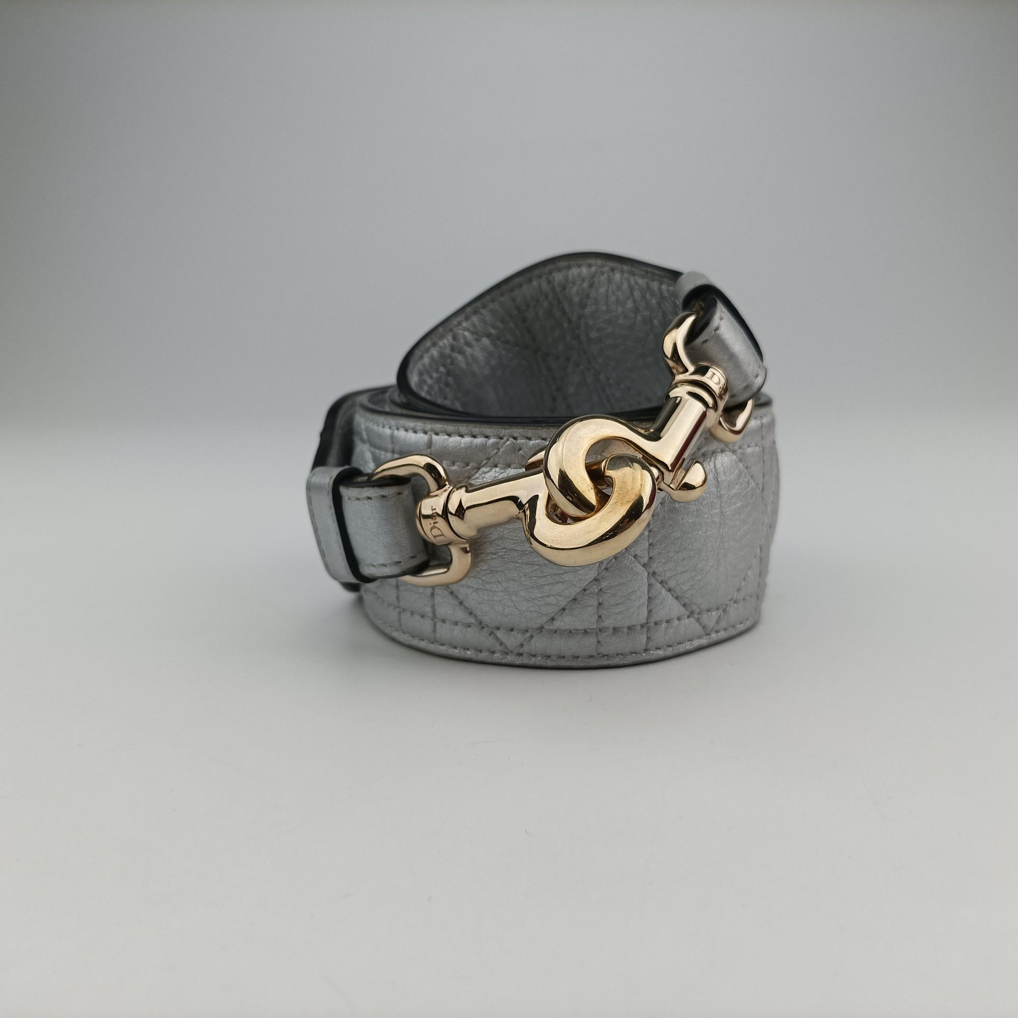 Pre-owned Christian Dior Lady Dior Silver lambskin  shoulderbag | stylenewstar