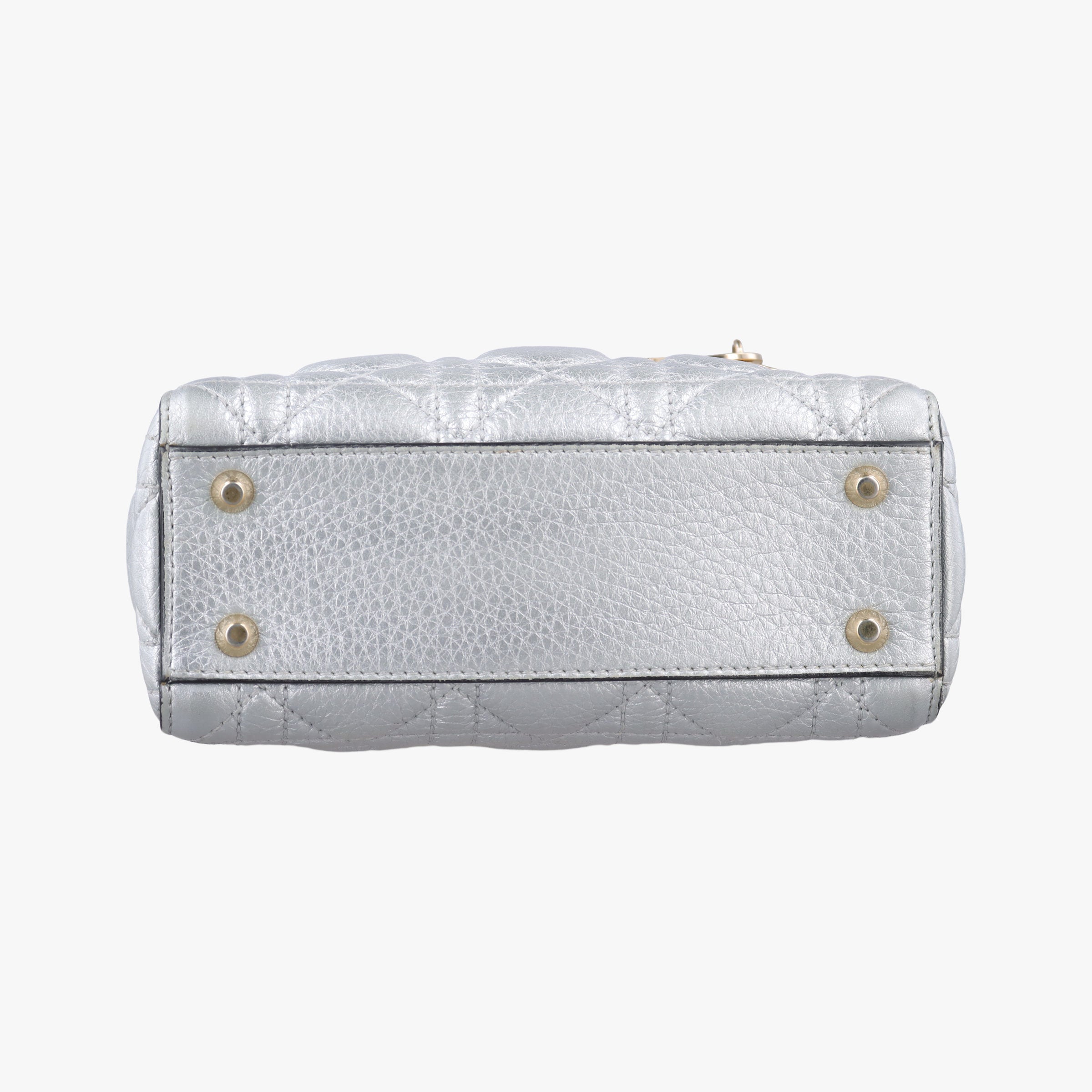 Pre-owned Christian Dior Lady Dior Silver lambskin  shoulderbag | stylenewstar
