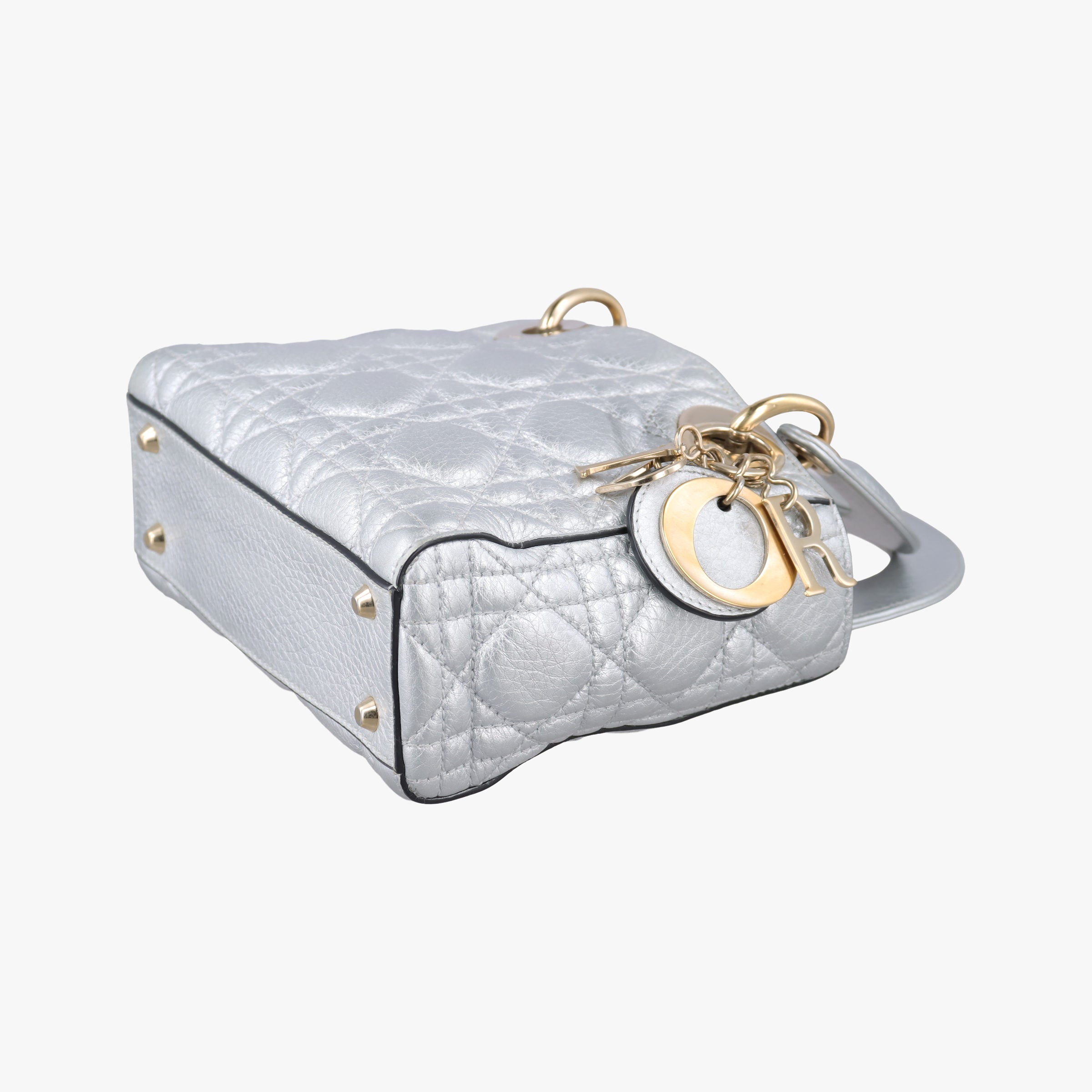 Pre-owned Christian Dior Lady Dior Silver lambskin  shoulderbag | stylenewstar