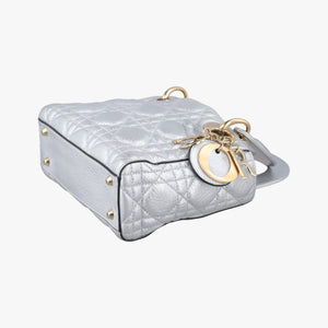 Pre-owned Christian Dior Lady Dior Silver lambskin  shoulderbag | stylenewstar