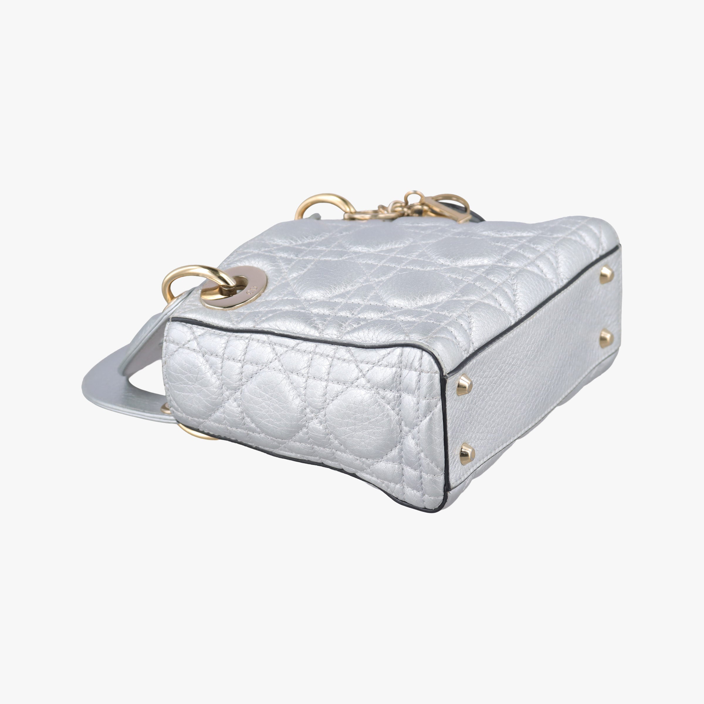 Pre-owned Christian Dior Lady Dior Silver lambskin  shoulderbag | stylenewstar