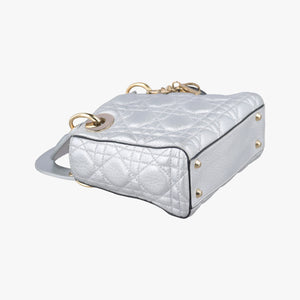 Pre-owned Christian Dior Lady Dior Silver lambskin  shoulderbag | stylenewstar