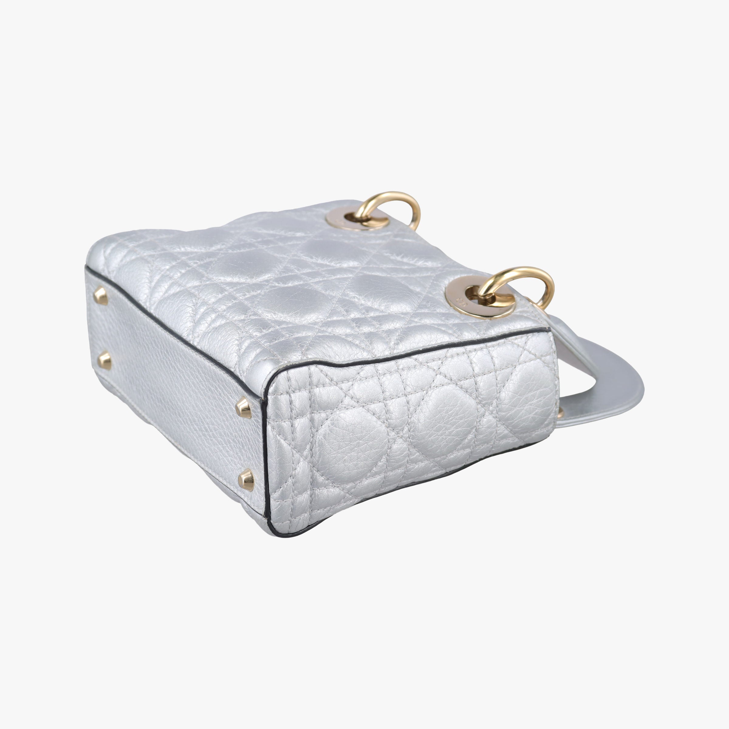 Pre-owned Christian Dior Lady Dior Silver lambskin  shoulderbag | stylenewstar