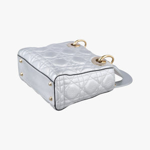 Pre-owned Christian Dior Lady Dior Silver lambskin  shoulderbag | stylenewstar