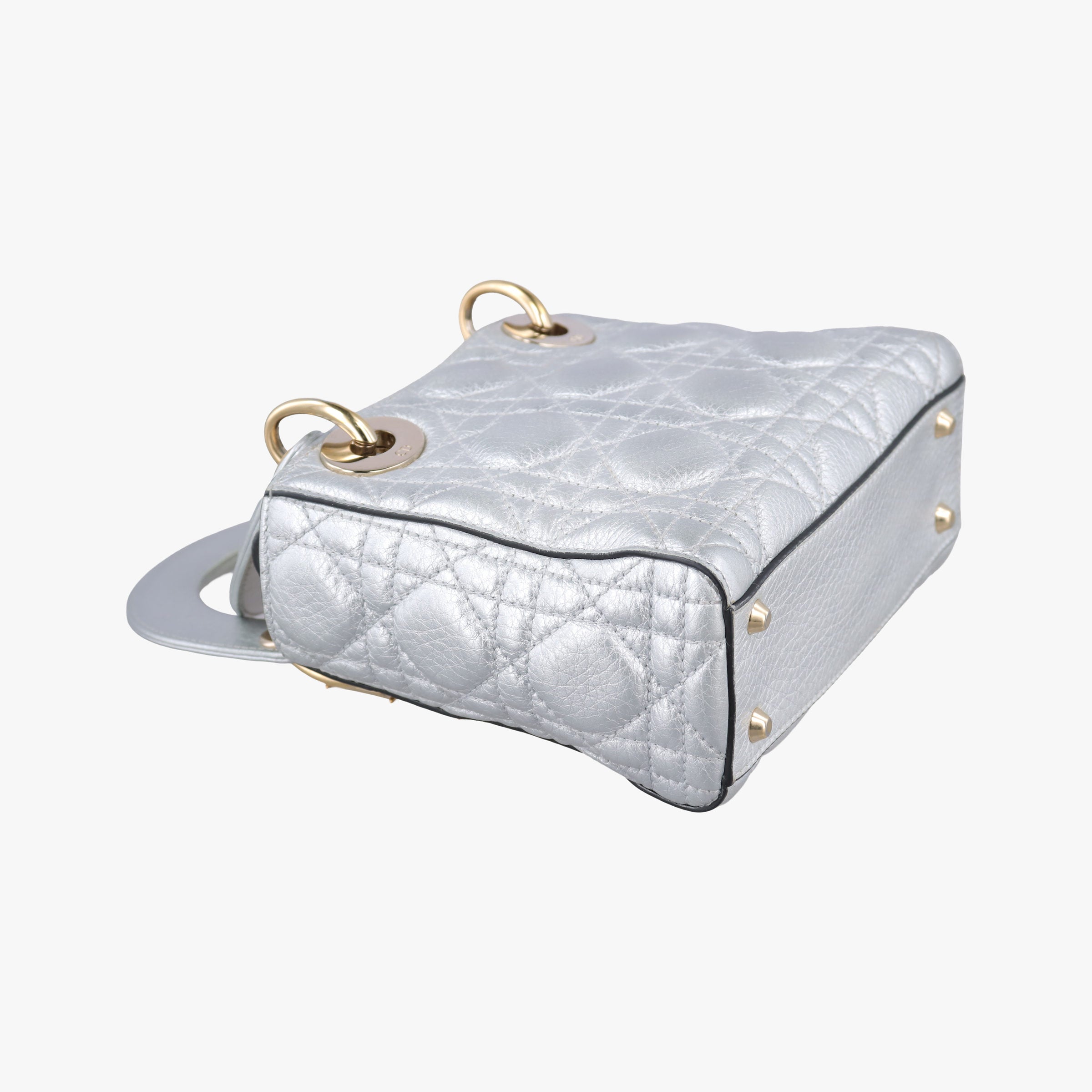 Pre-owned Christian Dior Lady Dior Silver lambskin  shoulderbag | stylenewstar