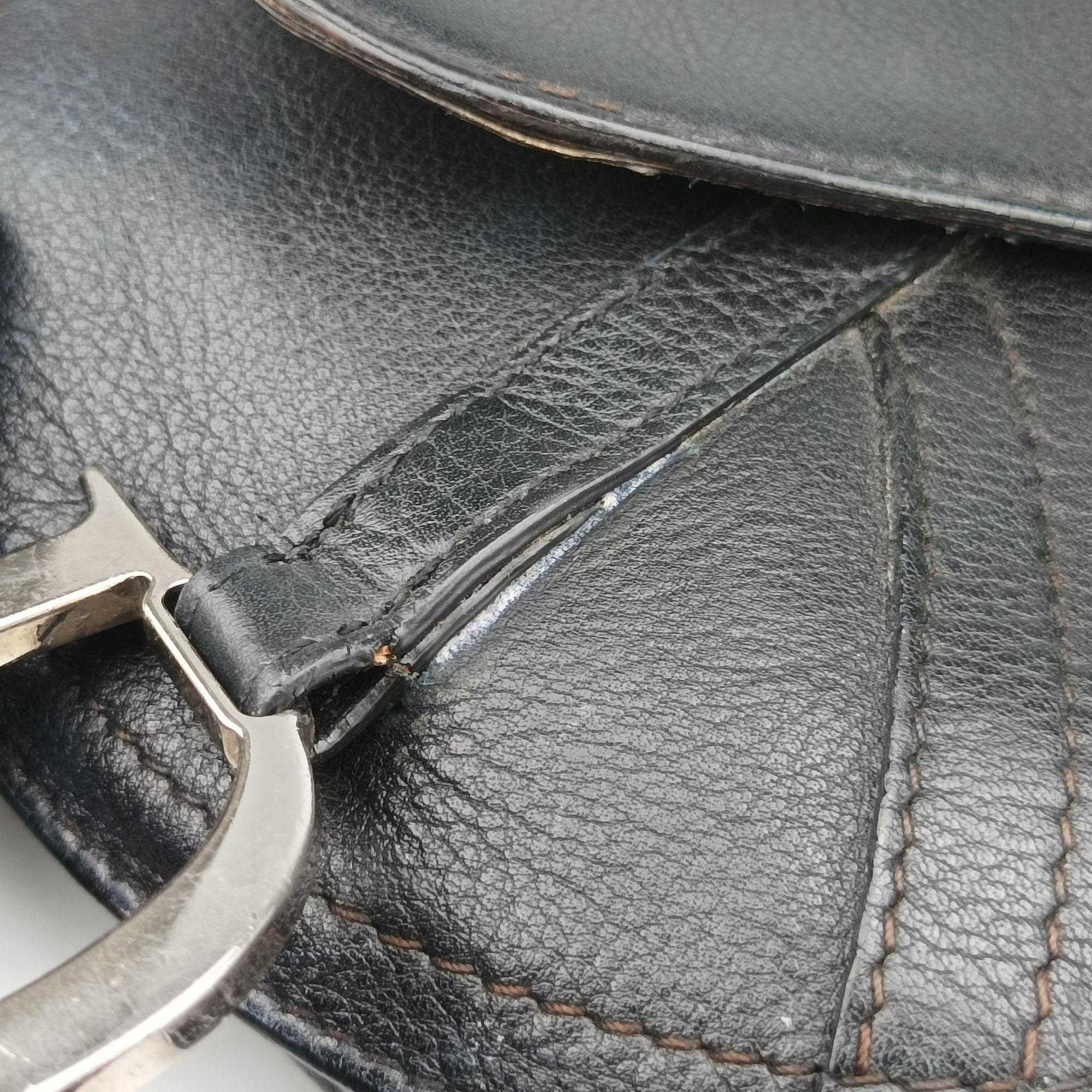 Pre-owned Christian Dior Saddle Black Leather  shoulderbag | stylenewstar