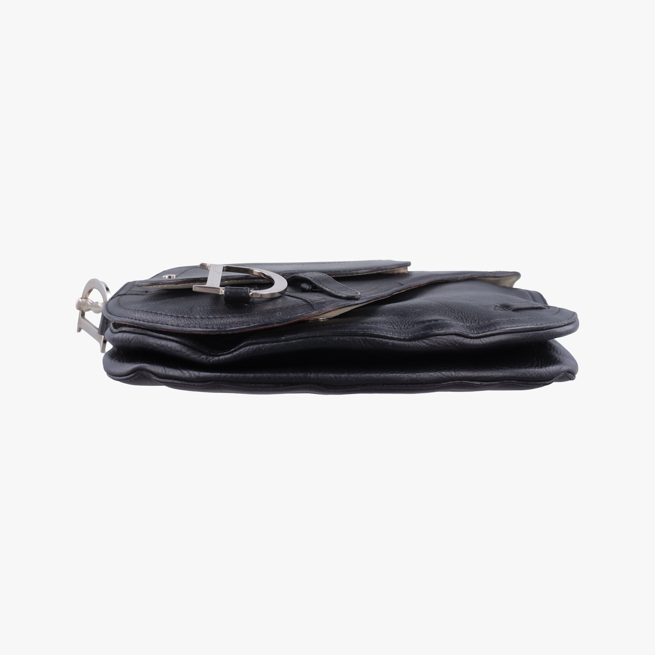 Pre-owned Christian Dior Saddle Black Leather  shoulderbag | stylenewstar
