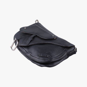 Pre-owned Christian Dior Saddle Black Leather  shoulderbag | stylenewstar