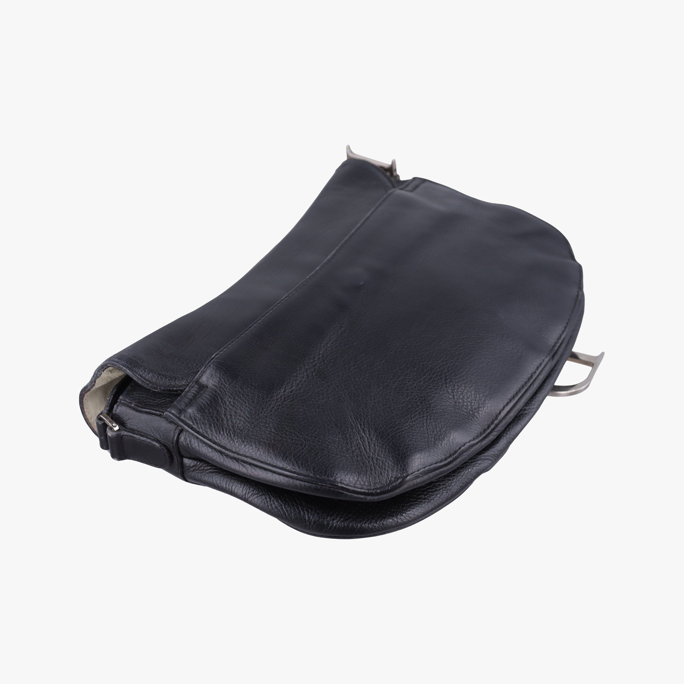 Pre-owned Christian Dior Saddle Black Leather  shoulderbag | stylenewstar