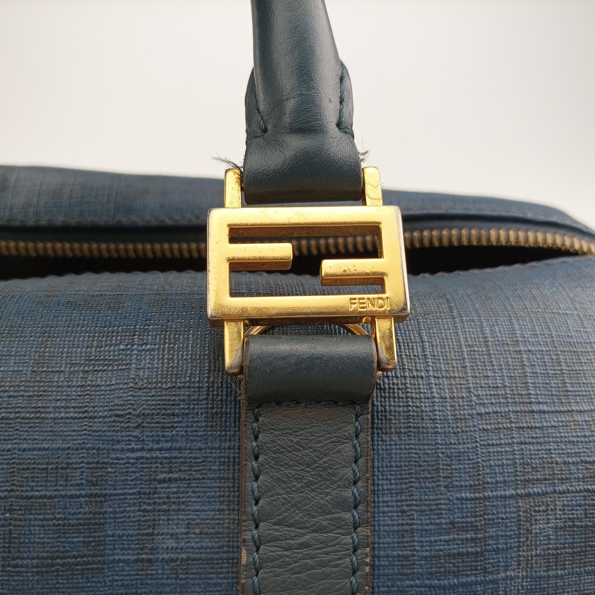 Pre-owned Fendi Zucchino Blue PVC coated canvas 8BL098 handbag | stylenewstar