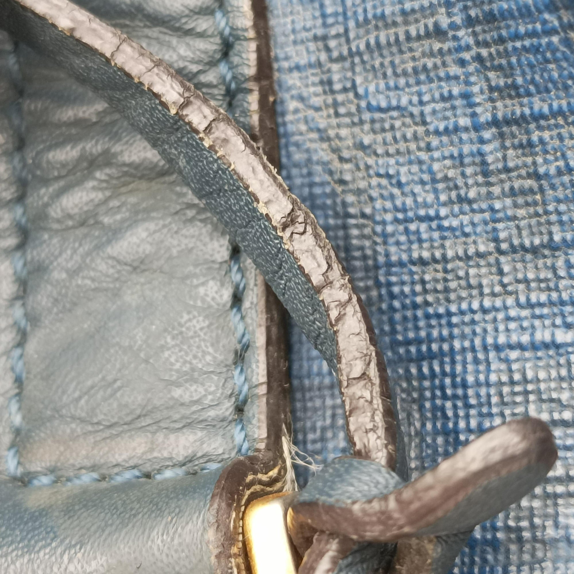 Pre-owned Fendi Zucchino Blue PVC coated canvas 8BL098 handbag | stylenewstar