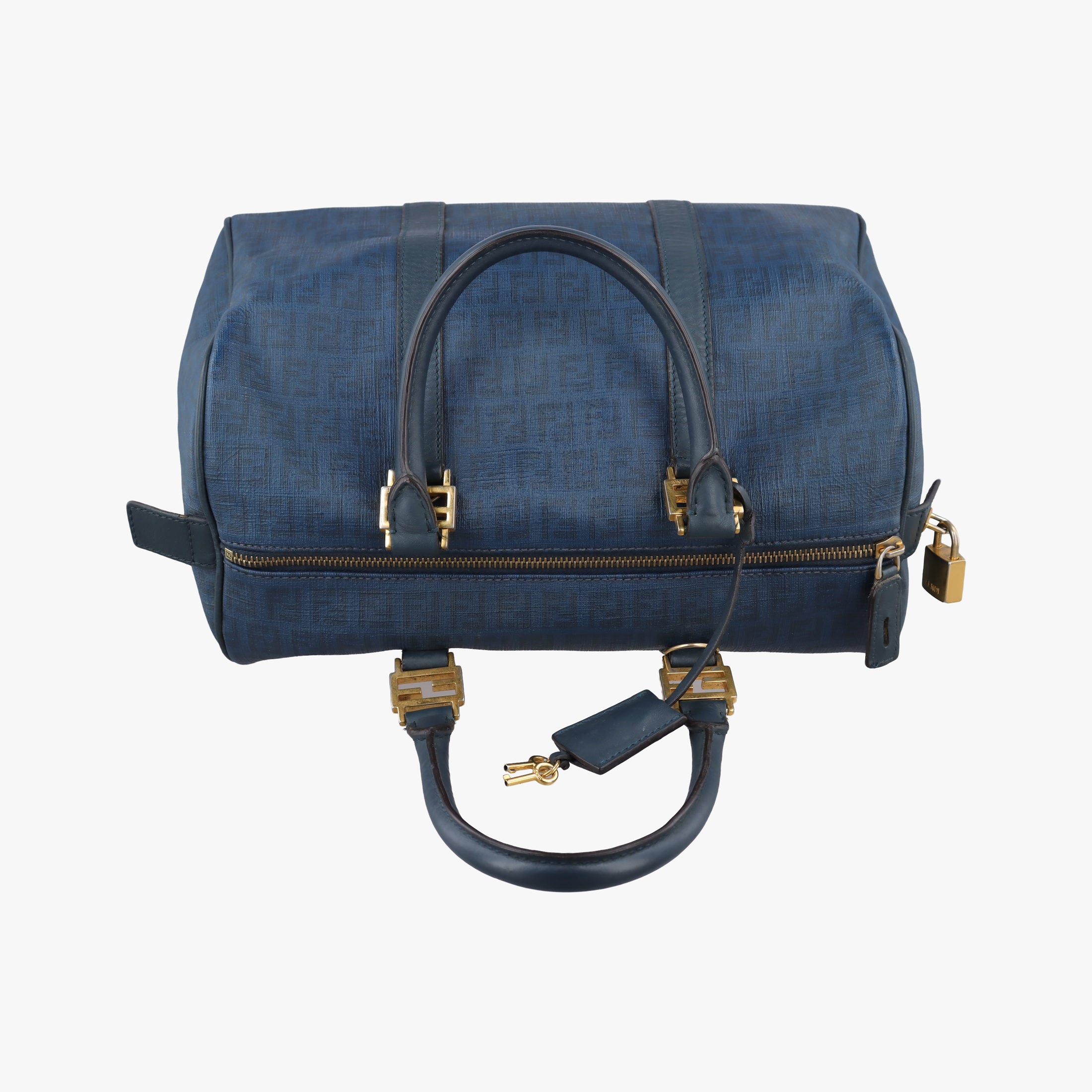 Pre-owned Fendi Zucchino Blue PVC coated canvas 8BL098 handbag | stylenewstar