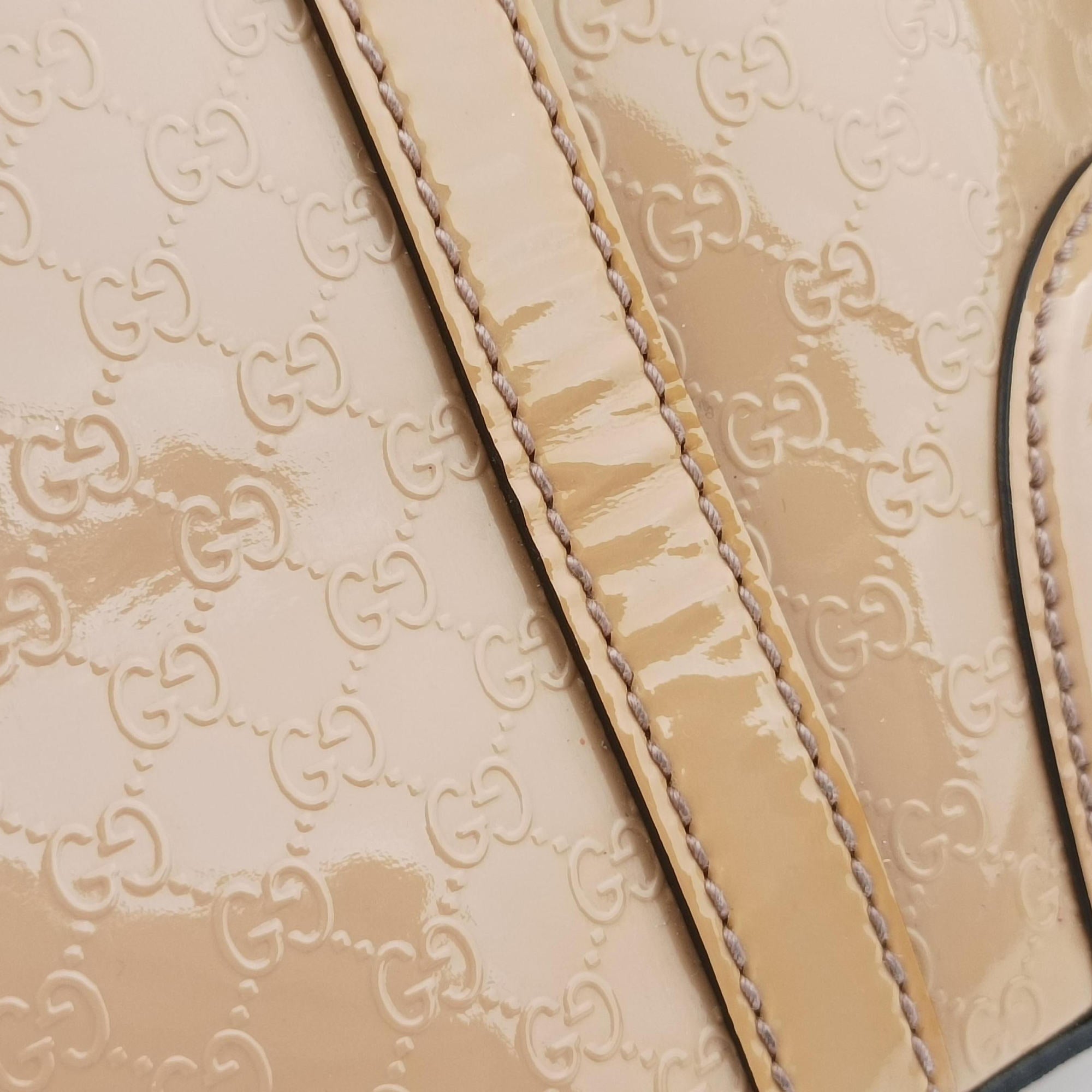 Pre-owned Gucci Microguccissima Beige Patent Leather 309617 shoulderbag | stylenewstar