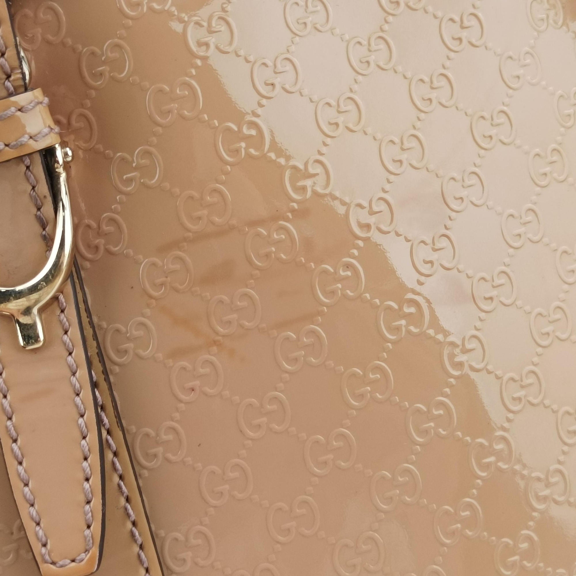 Pre-owned Gucci Microguccissima Beige Patent Leather 309617 shoulderbag | stylenewstar