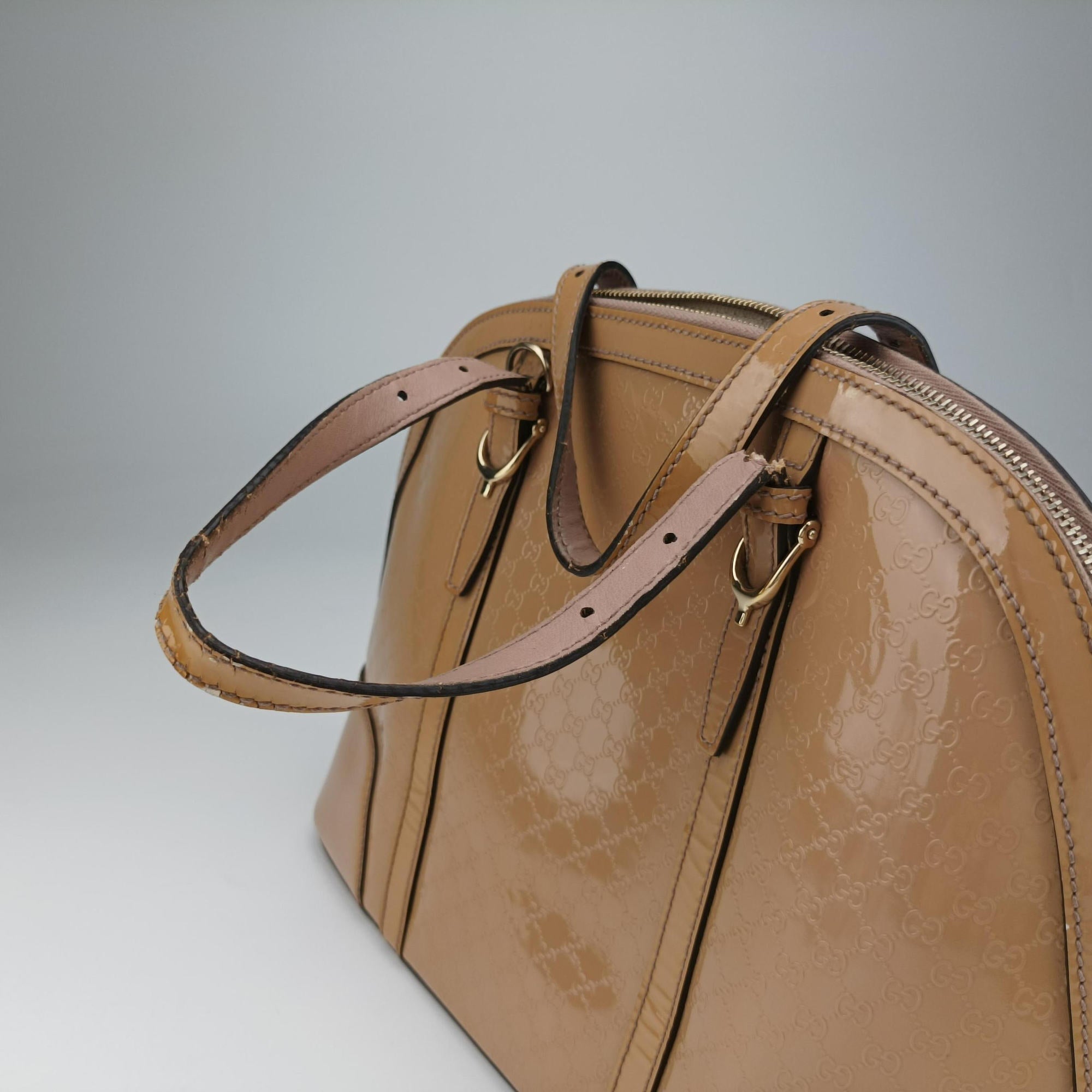 Pre-owned Gucci Microguccissima Beige Patent Leather 309617 shoulderbag | stylenewstar