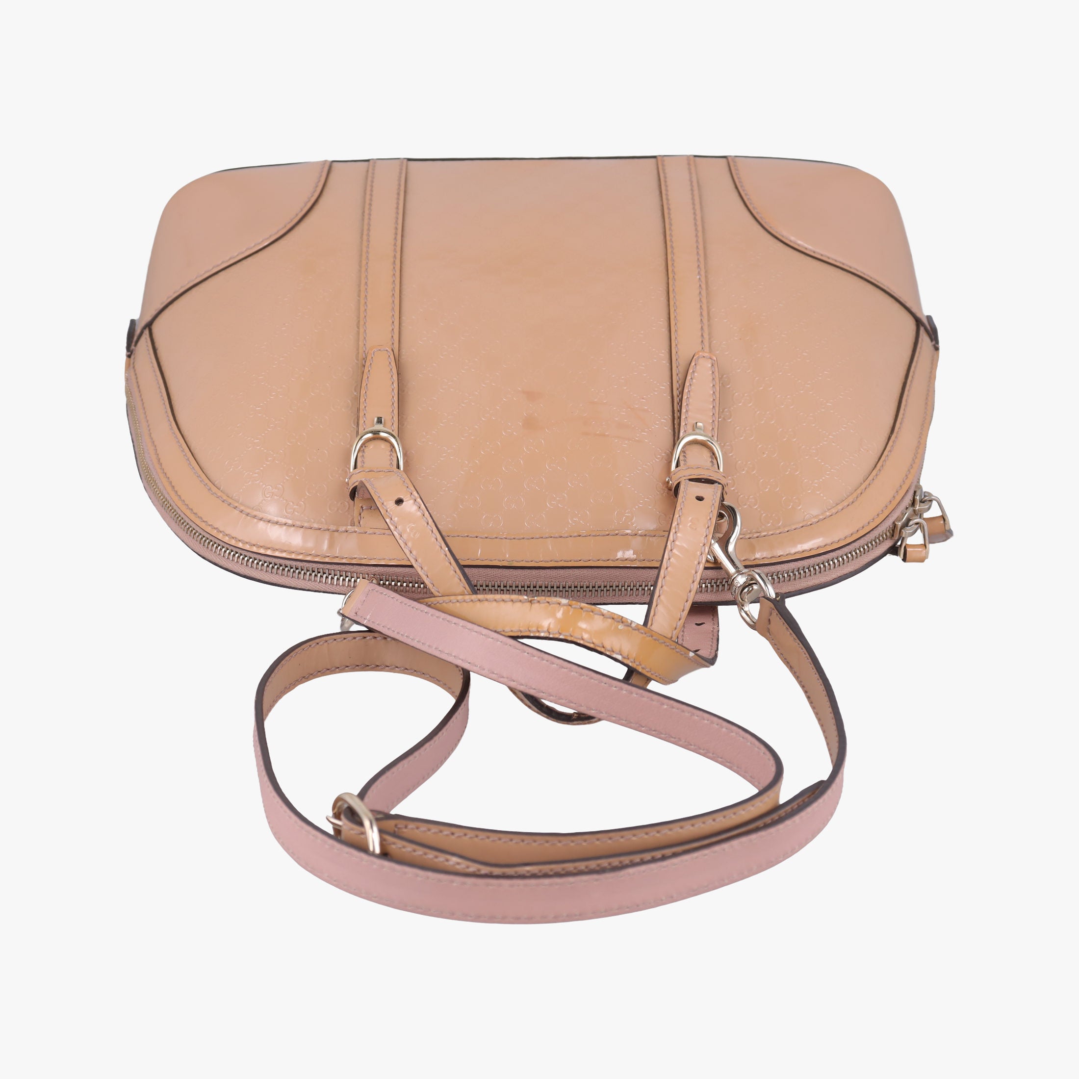 Pre-owned Gucci Microguccissima Beige Patent Leather 309617 shoulderbag | stylenewstar