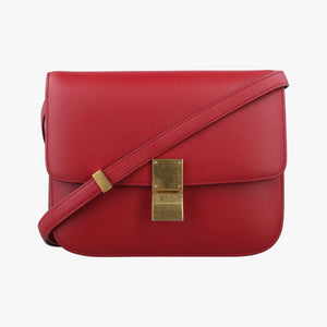 Pre-owned Celine Classic Box Red Leather  shoulderbag | stylenewstar