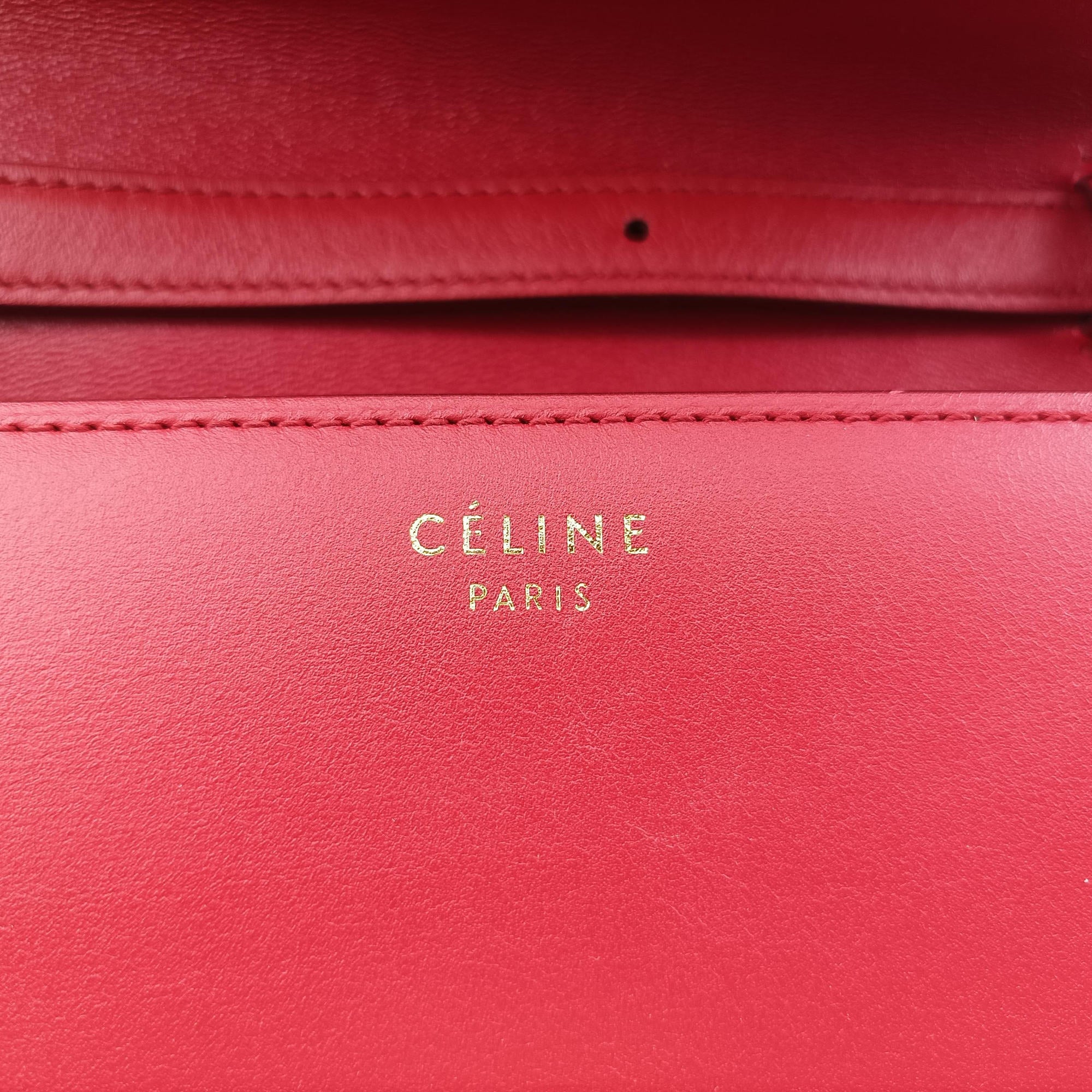 Pre-owned Celine Classic Box Red Leather  shoulderbag | stylenewstar