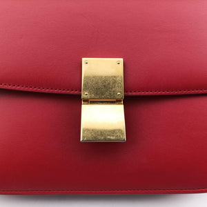 Pre-owned Celine Classic Box Red Leather  shoulderbag | stylenewstar