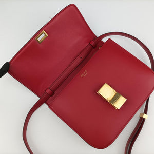 Pre-owned Celine Classic Box Red Leather  shoulderbag | stylenewstar