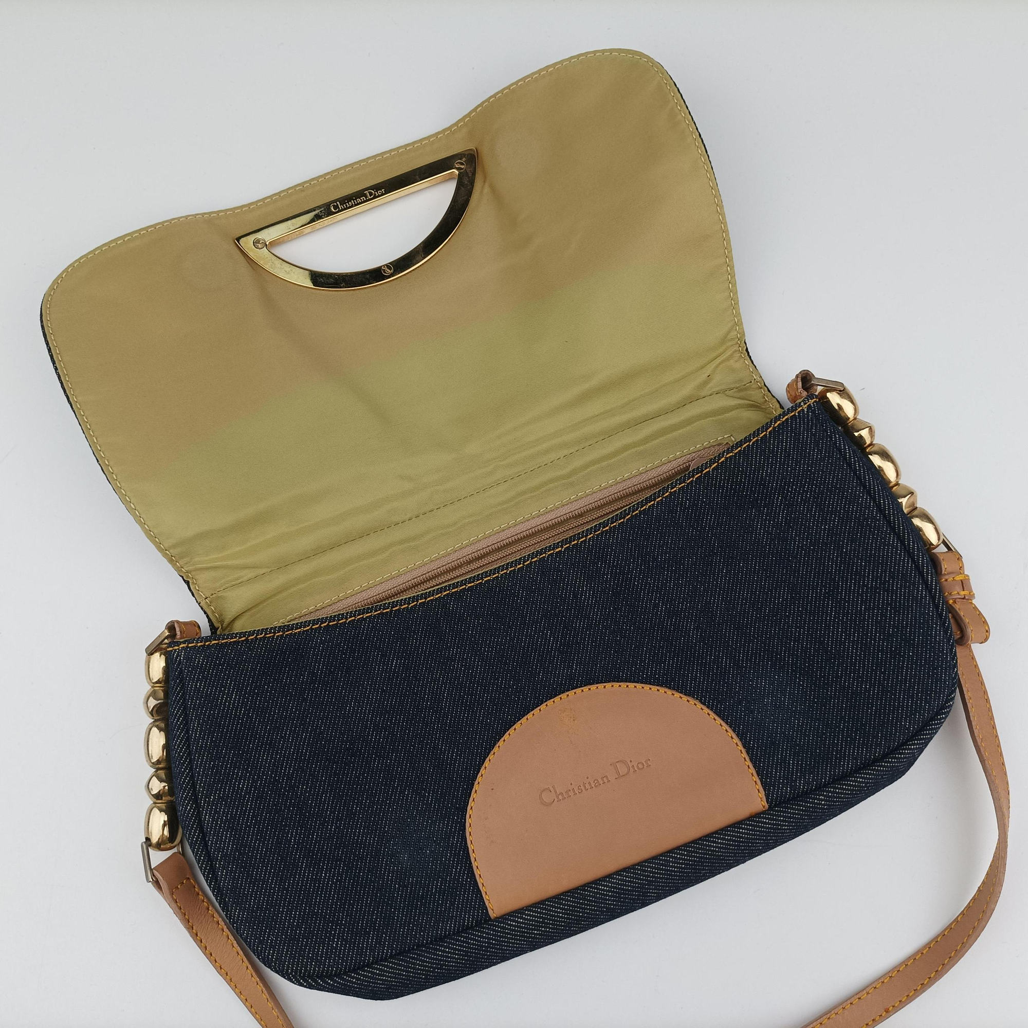 Pre-owned Christian Dior Marispearl Navy denim  handbag | stylenewstar