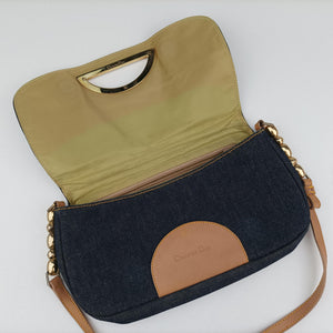 Pre-owned Christian Dior Marispearl Navy denim  handbag | stylenewstar